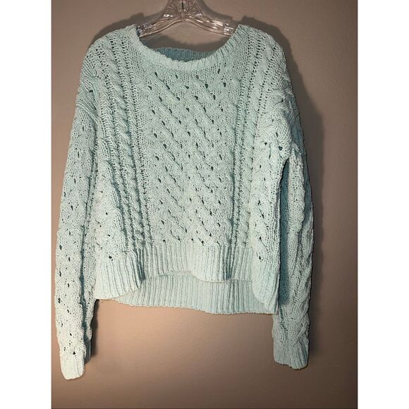 Aero Hygee ocean blue chunky knit academia sweater medium #722 - Picture 1 of 4